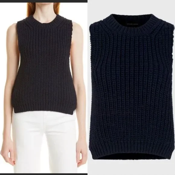 Stine Goya Annemarie Chunky Knit Sleeveless Vest in Navy size XS - Picture 3 of 11
